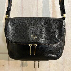 Fossil Preston Black Leather Crossbody